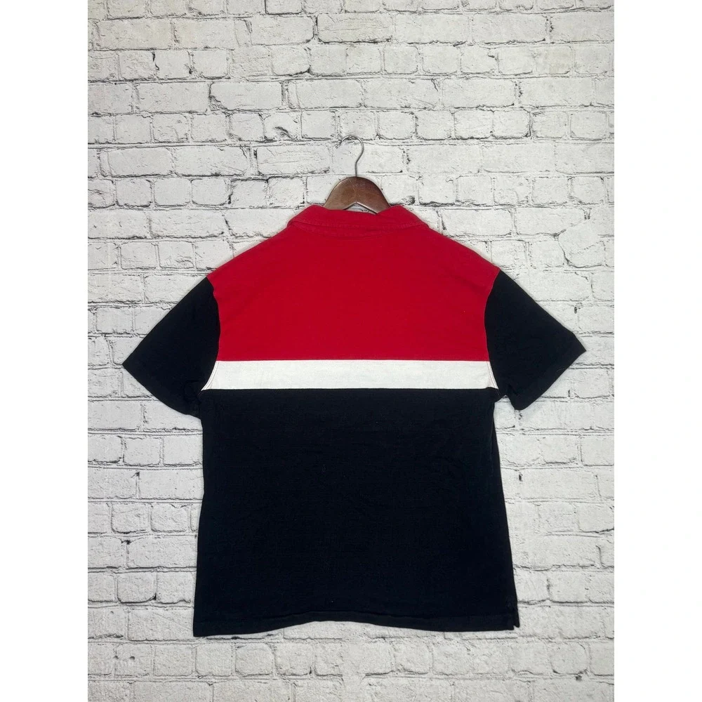 Banana Republic Mens Red White Black Colorblock Polo Shirt Size‎ Large